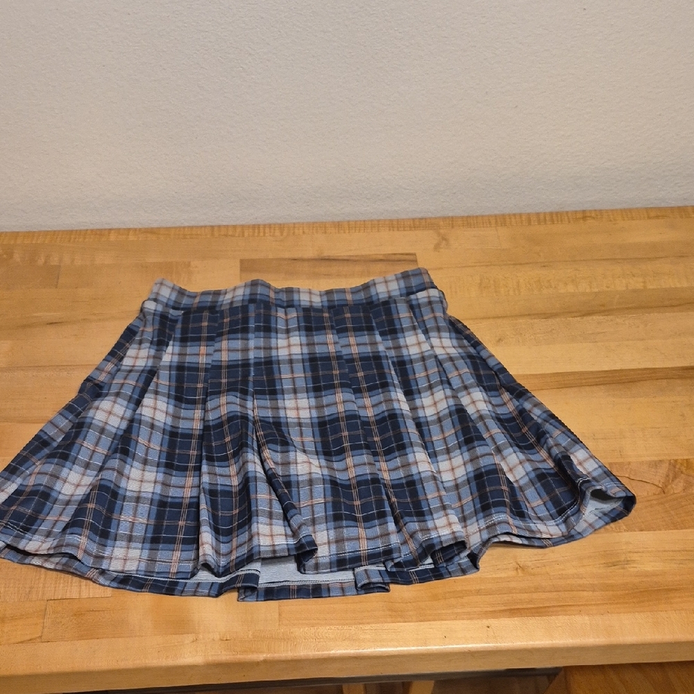 Halara Blue & Tan Plaid Skort